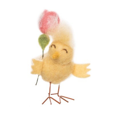 Gallerie II 4.33" Easter Spring Chick & Pink Tulip Flower Floral Decorative Tabletop Figurine
