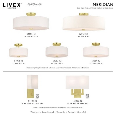 Satin Brass 18'' Drum Semi-Flush Mount Ceiling Light