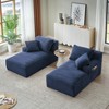 VASIP Compressible Double Chaise Lounge with Cupholders ,Fluffy Upholstered Sleeper Loveseat, for Living Room, Bedroom Reading, No Assembly Required. - 2 of 4