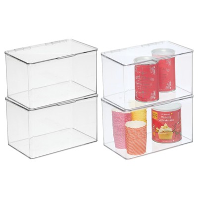 Sorbus Organizer Bins with Attached lids, Kitchen Pantry Organization  Storage Bins, Small Clear Storage Box for Fridge