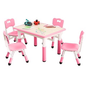 COZONY 5-Piece Kids Table and Chairs Set, Height Adjustable Toddler Activity Table with 4 Chairs , Arts & Crafts Playroom Table for Home - 1 of 4