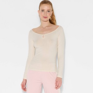 Women's Slim Fit Long Sleeve Keyhole T-Shirt - Wild Fable™ - 1 of 4