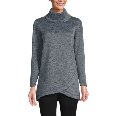 Lands' End Women's Sweater Fleece Tunic Cowl Neck Pullover Target