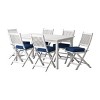 7pc Outdoor Dining Set - Whitewash - CorLiving: Hardwood Table, 6 Polyester Cushioned Chairs - 2 of 4