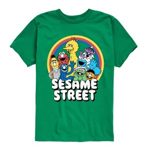 Boys' - Sesame Street - Sesame Group Rainbow Short Sleeve Graphic T-Shirt - 1 of 4