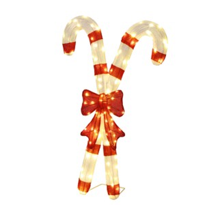 Syemin Decorative Holiday Scene Props Candy Cane and Red Bowknot Christmas Decorations 2D Holiday Decor Xmas Holiday Displays, Red, 20.5"*8"*32.7" - 1 of 4