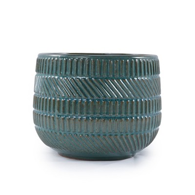SpassWay 14" Dia Outdoor Indoor Ceramic Planter Pot Decorative Planter with Drainage Hole Patio Flower Pot