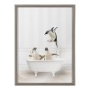 18" x 24" Blake Penguins Bathroom by Amy Peterson Art Studio Framed Printed Glass Gray - Kate & Laurel All Things Decor: Modern Wall Decor - 2 of 4