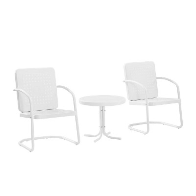 White Steel 3-Piece Outdoor Chair and Table Set