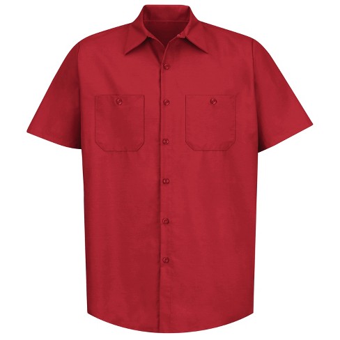 Red Kap Men's Short Sleeve Industrial Work Shirt, Red - Large : Target