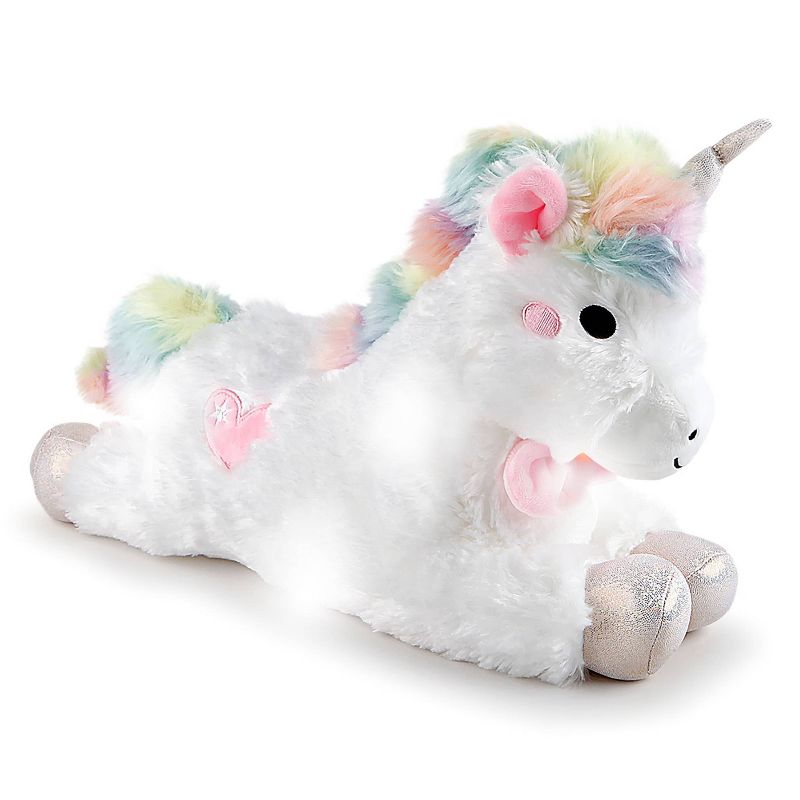 FAO Schwarz Glow Brights Toy Plush LED with Sound White Unicorn 15&#34; Stuffed Animal, 3 of 10