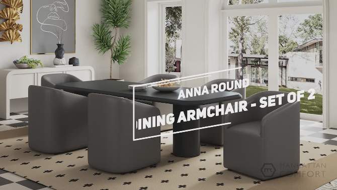 Set of 2 Anna Modern Round Faux Leather Dining Armchairs - Manhattan Comfort, 2 of 12, play video