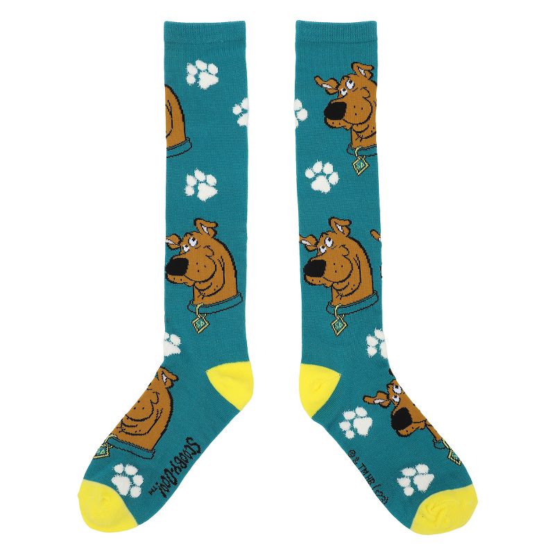 Scooby Doo Knit Scooby Heads With Chenille Paws Women's Knee High Socks, 2 of 6