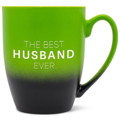 Elanze Designs The Best Husband Ever Two Toned Ombre Matte Green and Black 12 ounce Ceramic Stoneware Coffee Cup Mug