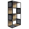 Lavish Home Freestanding 4-Tier Cube Storage Bookshelf, Industrial Wood and Metal Shelving, Oak/Black - 2 of 4