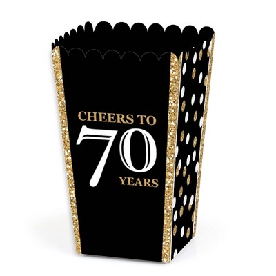 Big Dot of Happiness Adult 70th Birthday - Gold - Birthday Party Favor Popcorn Treat Boxes - Set of 12