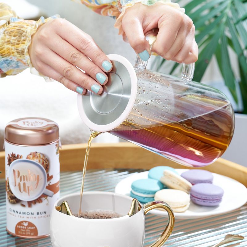 Pinky Up Annika Glass Teapot, Loose Leaf Tea Infuser, Hot Tea or Iced Tea Maker, Teapot, 33 Ounce Loose Leaf Infuser, Iridescent, Set of 1, 3 of 12