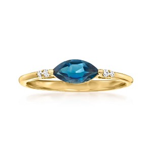 Pure Collection by Ross-Simons 0.60 Carat London Blue Topaz Ring With Diamond Accents in 14kt Yellow Gold - 1 of 4