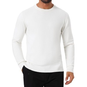 INSPIRE CHIC Men's Classic Solid Color Crew Neck Long Sleeve Soft Knit Pullover Sweater - 1 of 4