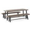 Rustic 3-Piece Outdoor Patio Picnic Dining Set with 2 Benches, Acacia Wood and Iron Frame - 2 of 4