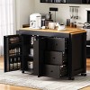 Kitchen Island with Extendable Table, Kitchen Island with Power Outlet and 3 Drawers and Spice Rack,  MDF Frame Kitchen Island-Coolbibila - 3 of 4