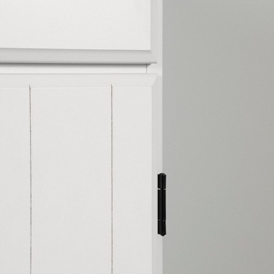 Pure White Farmhouse Entryway Cabinet with Adjustable Shelving