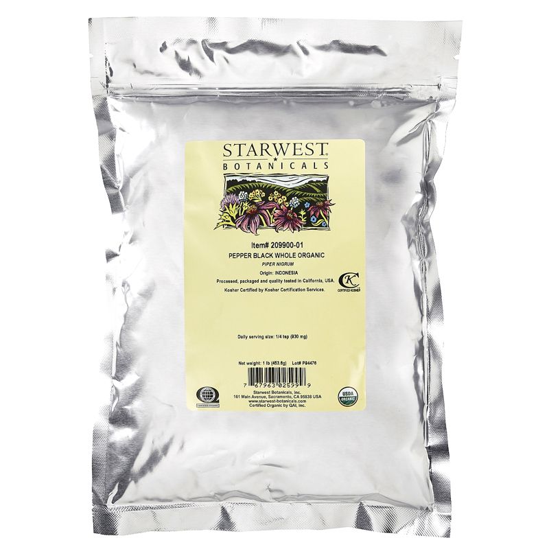 Starwest Botanicals Organic Pepper Black Whole, 1 lb (453.6 g), 2 of 3
