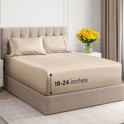 Extra Deep Pocket 4 Piece Sheet Set - Soft Bed Sheets, Fits 18"-24" Mattresses - CGK Linens