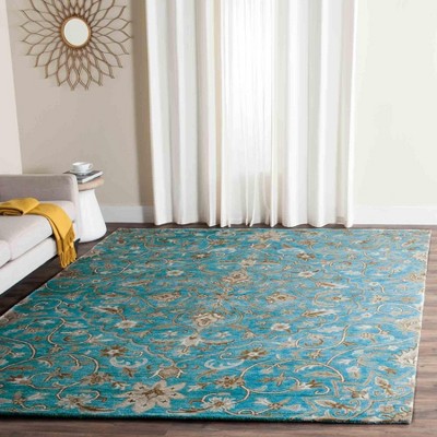Hand-Tufted Bella Blue/Taupe Wool Area Rug, 8' x 10'