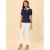 Allegra K Women's Contrast Peter Pan Collar Button Down Polka Dots Blouse - 2 of 4