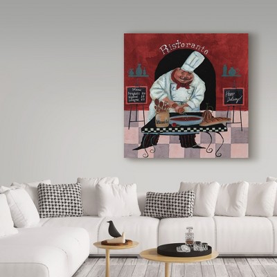 Large Italian Chef Canvas Art in Red and Black