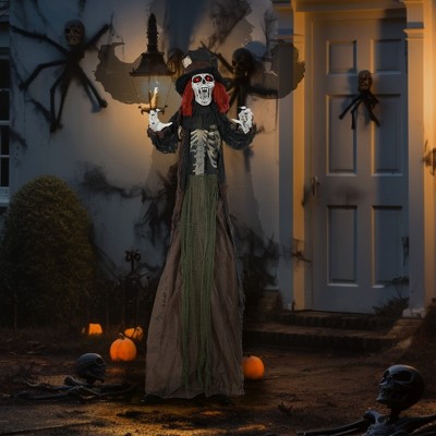Whisen Battery-Operated Halloween Pumpkin Ghost, Sound-Activated Scary Voice & LED Eyes