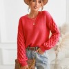Women‘s Cream Sweater Long Sleeve Honeycomb Knit Pullover -Cupshe - 3 of 4