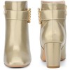 BLISSFUL STEP Women's Square Toe Chunky Heel Rhinestone Buckle Decor Ankle Boots - 2 of 4