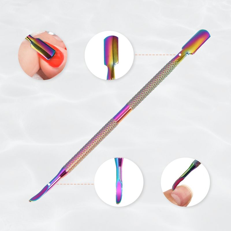 Unique Bargains Stainless Steel Double Head Cuticle Pusher Set Multicolored 4.96" 3 Pcs, 2 of 7