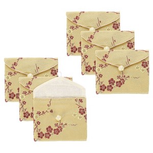 Unique Bargains Silk Embroidered Jewelry Organizer Pouch with Snap Button 6 Pcs - 1 of 4