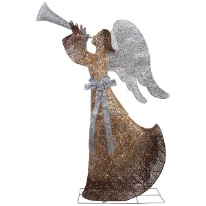 Northlight 60" Gold LED Lighted Angel with Trumpet Outdoor Christmas Decoration - 1 of 4