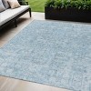 Sky Blue And Denim Blue Floral Washable Indoor Outdoor Area Rug - 2 of 4