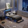 Bed Frame with 2 Drawers & Storage Headboard, Platform Metal Bed with 2 USB Ports and Outlets, No Box Spring Needed - 3 of 4