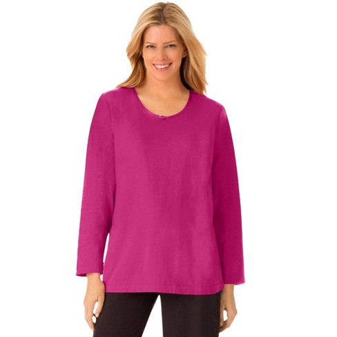 Dreams & Co. Women's Plus Size Satin Trim Sleep Teedreams & Co - M ...