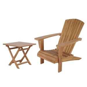 Decksplore Teak Adirondack Chair with Table 2PCS - 1 of 4