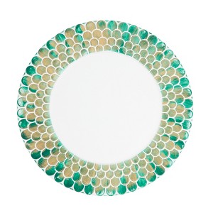 Saro Lifestyle Fish Scale-Inspired Charger Plate (Set of 4), 13"x13", Green - 1 of 4