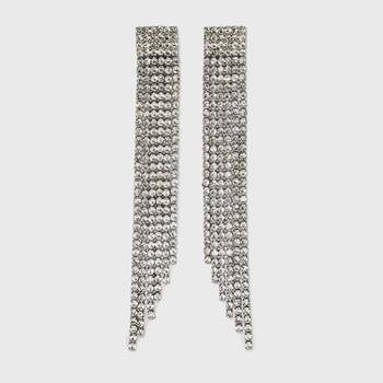 Linear Clear Crystal Drop Earrings - A New Day™ Silver