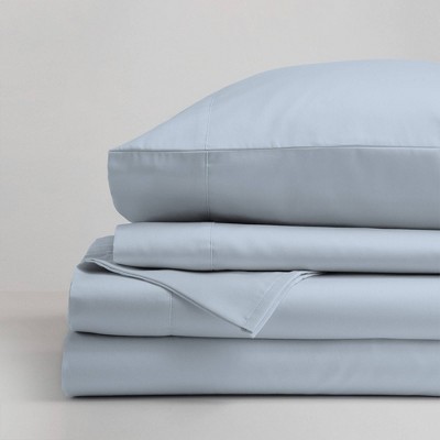 Full Light Aqua Cotton Sateen Sheet Set with Pillowcases