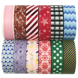 Wrapables Washi Tapes Decorative Masking Tapes, Set of 12 - 1 of 4