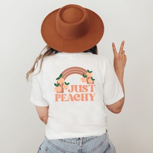 Simply Sage Market Just Peachy Rainbow Front and Back Design Short Sleeve Tee - L - White - 1 of 4