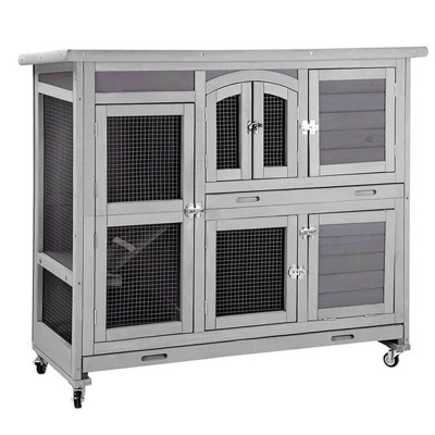 Aivituvin 2 Story Rabbit Hutch On Wheels (Inner Space 8.32 ft²)-AIR06-C