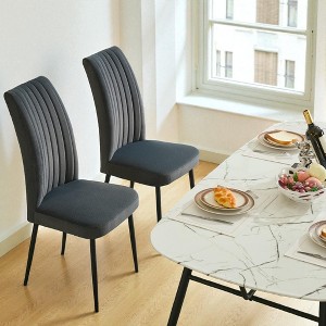 Mshliw Set of 2 Velvet Dining Chairs with Sponge Cushion, Curved Back, Solid Wood Frame and Black Iron Legs, Modern Accent Chairs for Kitchen - 1 of 4