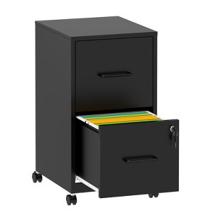 Munora - 2-Drawer Rolling File Cabinet with Lock - Mobile Storage for Letter/Legal/A4 Files - Black - 1 of 4