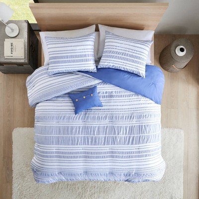 Full/Queen Cameron Striped Comforter Set - Blue